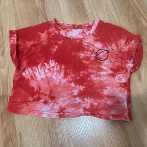 Red Tie-Dye T-Shirt with Planet Design